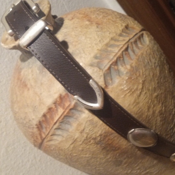 Navasota Leather And Silver Medallion Belt Waist 27"-31" - Picture 6 of 16